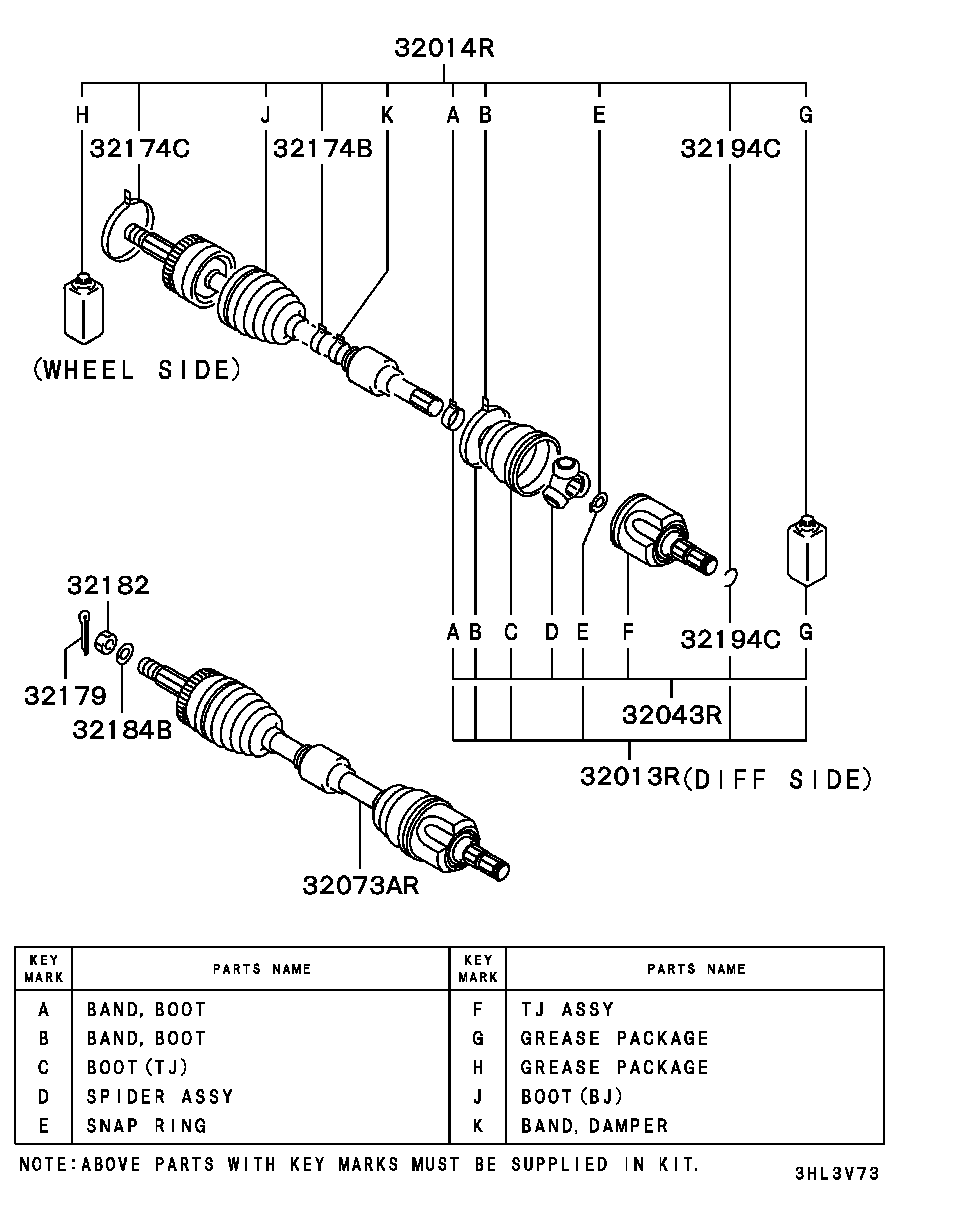 Mitsubishi MN156278 - Šarnīru komplekts, Piedziņas vārpsta autodraugiem.lv