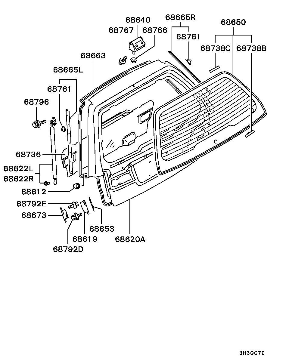 Mitsubishi MR 349 193 - Gāzes atspere, Bagāžas / Kravas nodalījuma vāks autodraugiem.lv