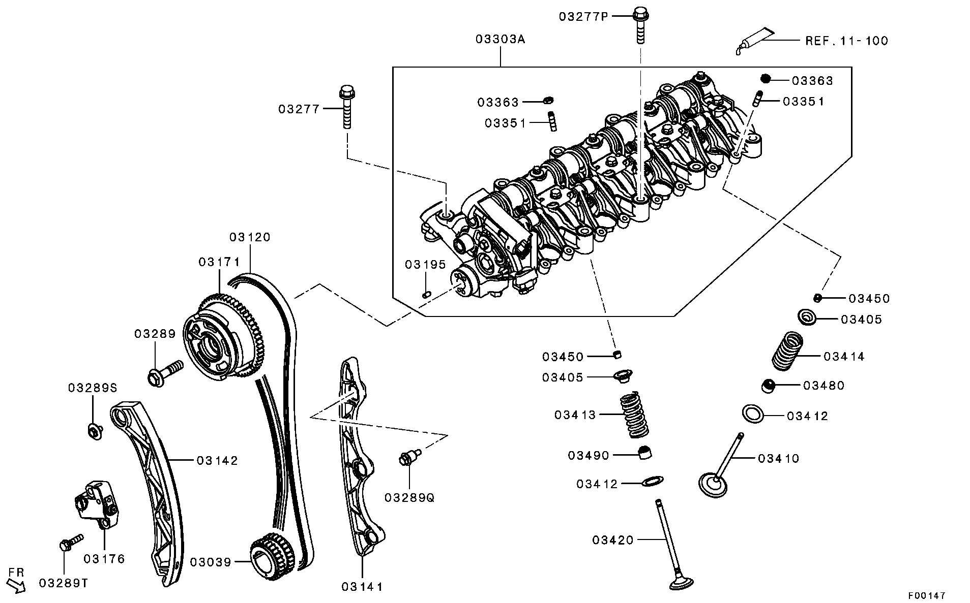 Mitsubishi MN 183895 - Sadales vārpstas piedziņas ķēdes komplekts autodraugiem.lv