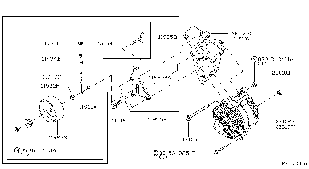 NISSAN 11927-EB310 - Parazīt / Vadrullītis, Ķīļrievu siksna autodraugiem.lv