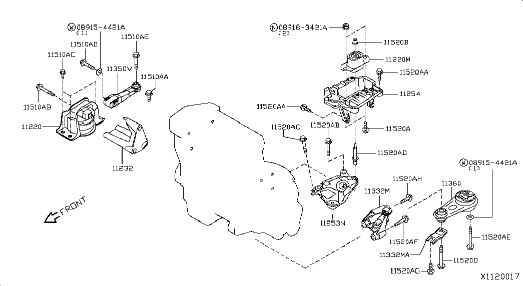 NISSAN 11360-EM00A - Piekare, Dzinējs autodraugiem.lv