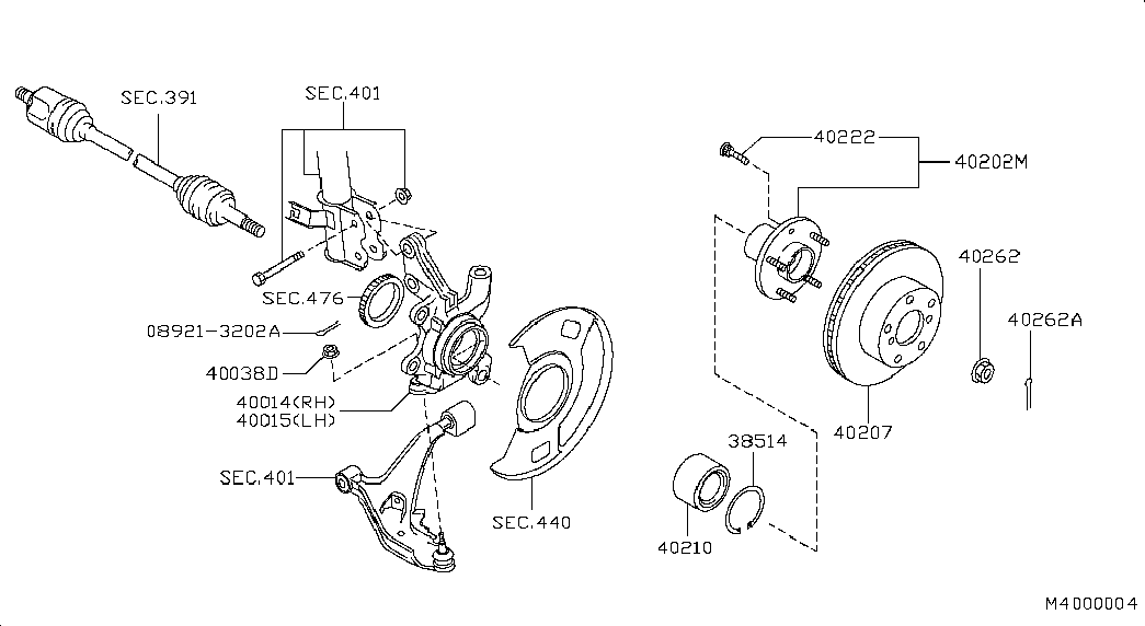 NISSAN 40202-BU000 - Riteņa rumbas gultņa komplekts autodraugiem.lv