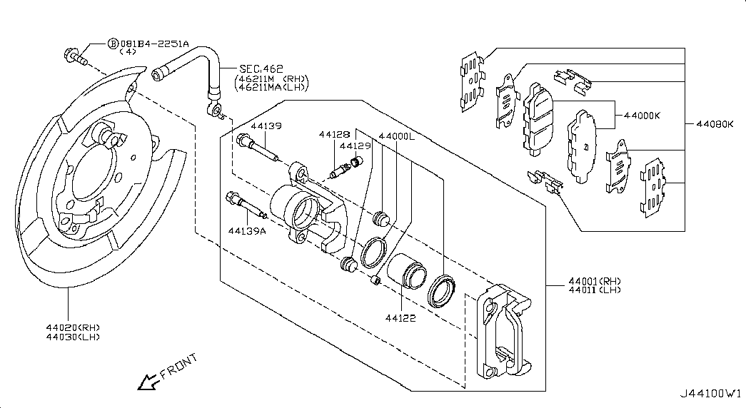 Infiniti 44011JG00A - Remkomplekts, Bremžu suports autodraugiem.lv