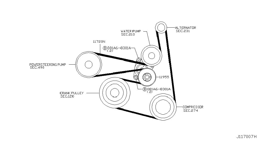 RENAULT 11955-6N202 - Siksnas spriegotājs, Ķīļsiksna autodraugiem.lv