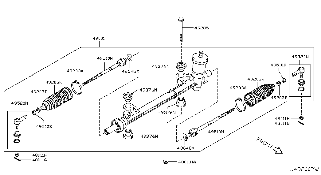 NISSAN 48520-4A00B - Stūres šķērsstiepņa uzgalis autodraugiem.lv