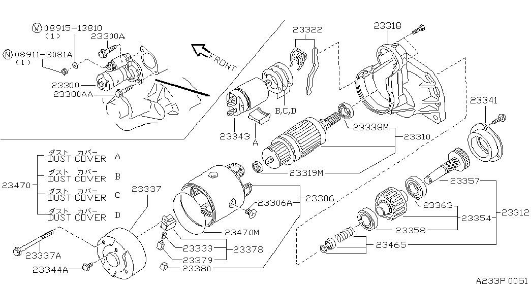 NISSAN 23380-W2500 - Ogļu sukas, Starteris autodraugiem.lv