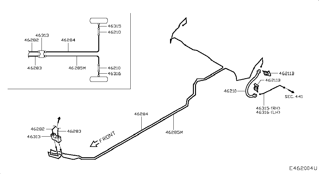 NISSAN 46210-3VU5A - Bremžu šļūtene autodraugiem.lv