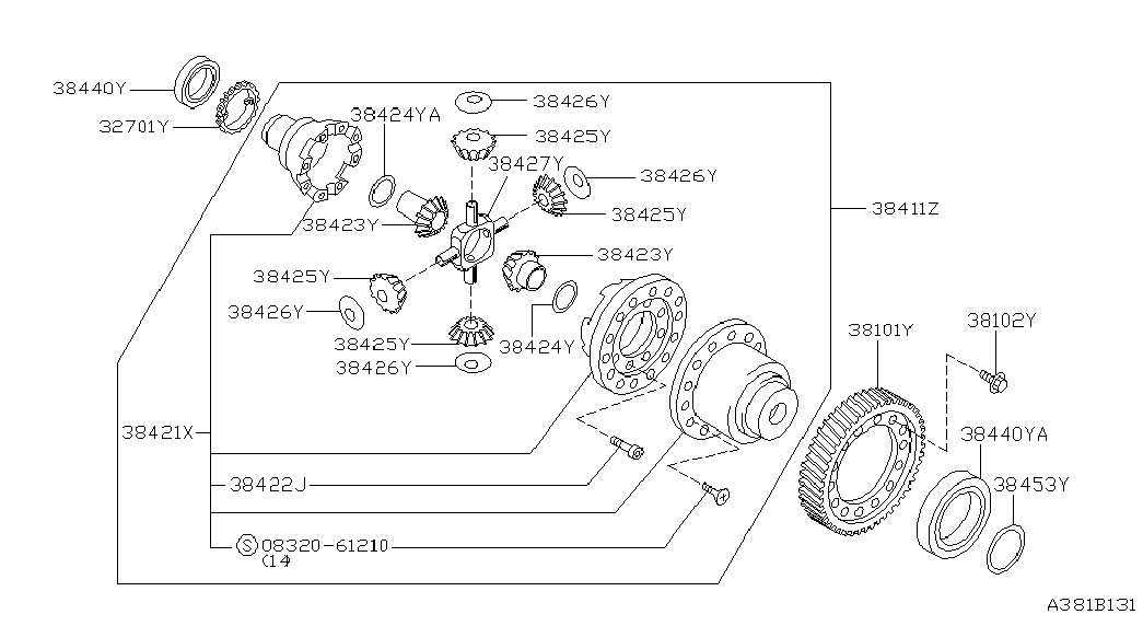 NISSAN 3844001X00 - Riteņa rumbas gultnis autodraugiem.lv