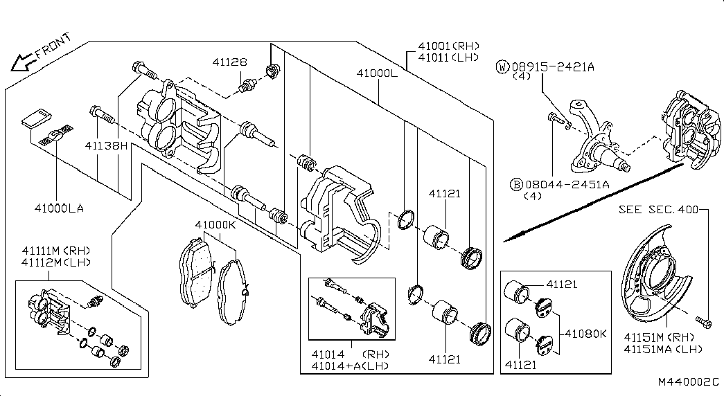 NISSAN 41011-7F000 - Bremžu suports autodraugiem.lv