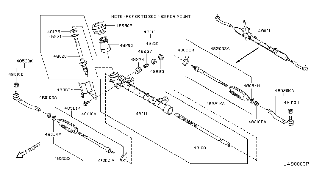 NISSAN 48520-3U025 - Stūres šķērsstiepņa uzgalis autodraugiem.lv