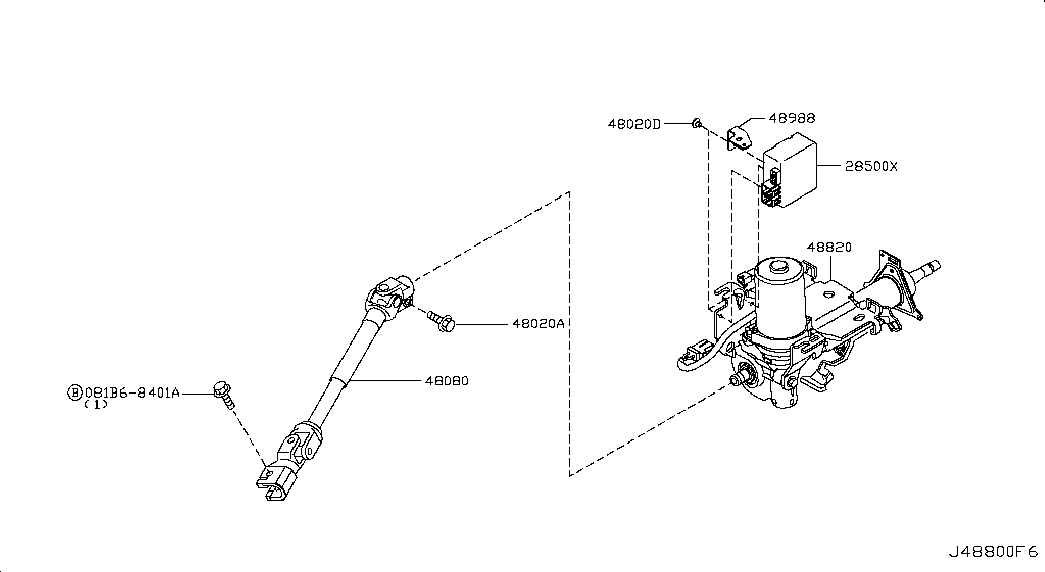 NISSAN 48080EM00A - Šarnīrs, Stūres sviras vārpsta autodraugiem.lv