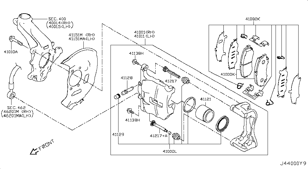 NISSAN 410114BA0C - Bremžu suports autodraugiem.lv