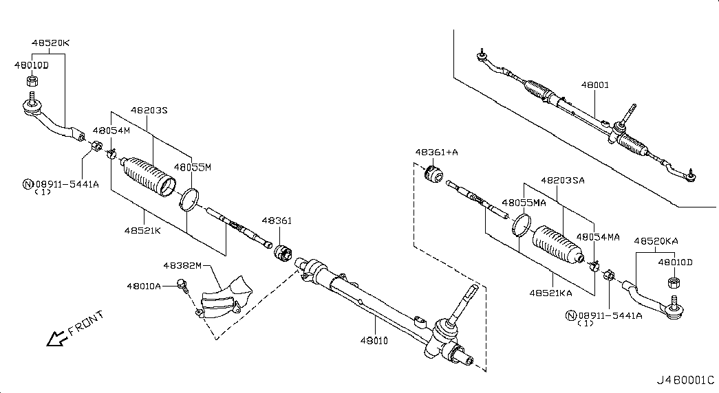 NISSAN D8521-JG00A - Aksiālais šarnīrs, Stūres šķērsstiepnis autodraugiem.lv