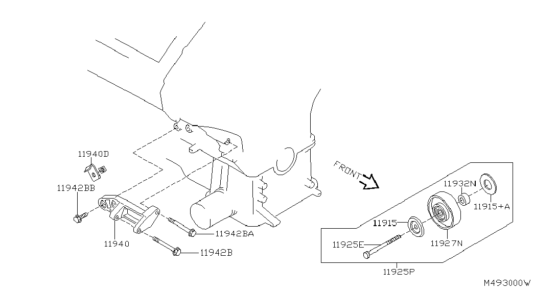 NISSAN 11925-EA20A - Parazīt / Vadrullītis, Ķīļrievu siksna autodraugiem.lv