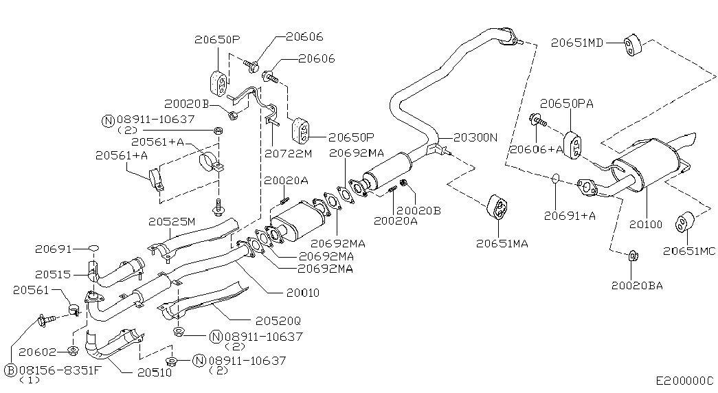 NISSAN 20010-7J500 - Izplūdes caurule autodraugiem.lv