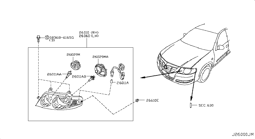 NISSAN 26291-95F0A - Kvēlspuldze, Lukturis ar automātisko stabilizācijas sistēmu autodraugiem.lv