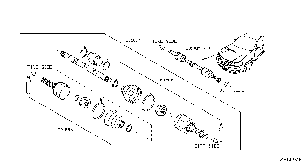 NISSAN 39100-95F0C - Šarnīru komplekts, Piedziņas vārpsta autodraugiem.lv