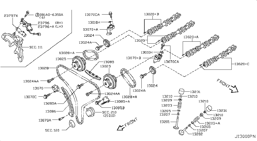 NISSAN 13085-AL505 - Sadales vārpstas piedziņas ķēdes komplekts autodraugiem.lv