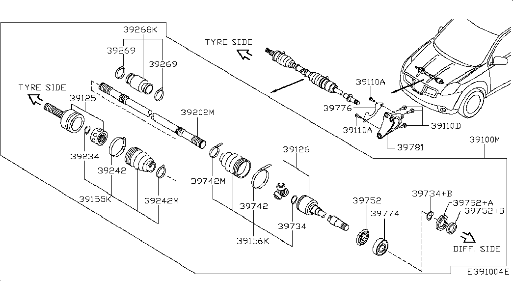 NISSAN C9211-JD22B - Šarnīru komplekts, Piedziņas vārpsta autodraugiem.lv