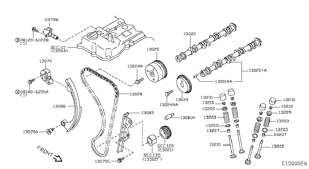 NISSAN 13091-BX000 - Sadales vārpstas piedziņas ķēdes komplekts autodraugiem.lv