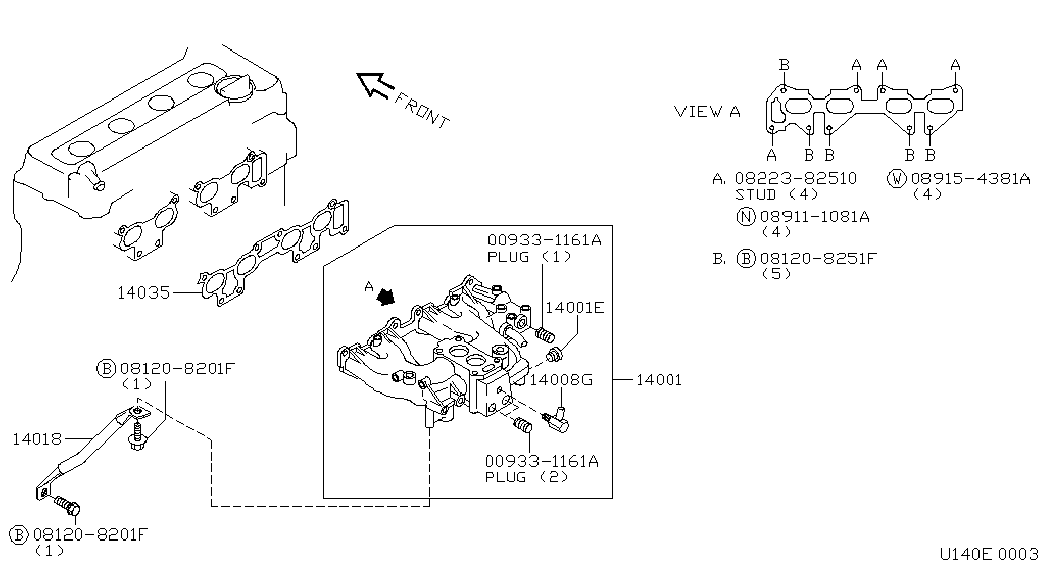 NISSAN 14035-82J01 - Blīve, Ieplūdes kolektors autodraugiem.lv