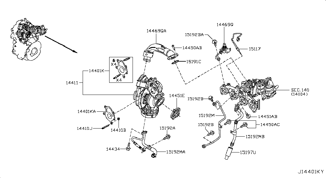 NISSAN 1441100Q4B - Montāžas komplekts, Kompresors autodraugiem.lv