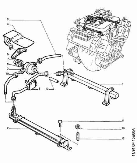 PEUGEOT 1570 45 - INJECTOR FEED RAMP; LEFT autodraugiem.lv