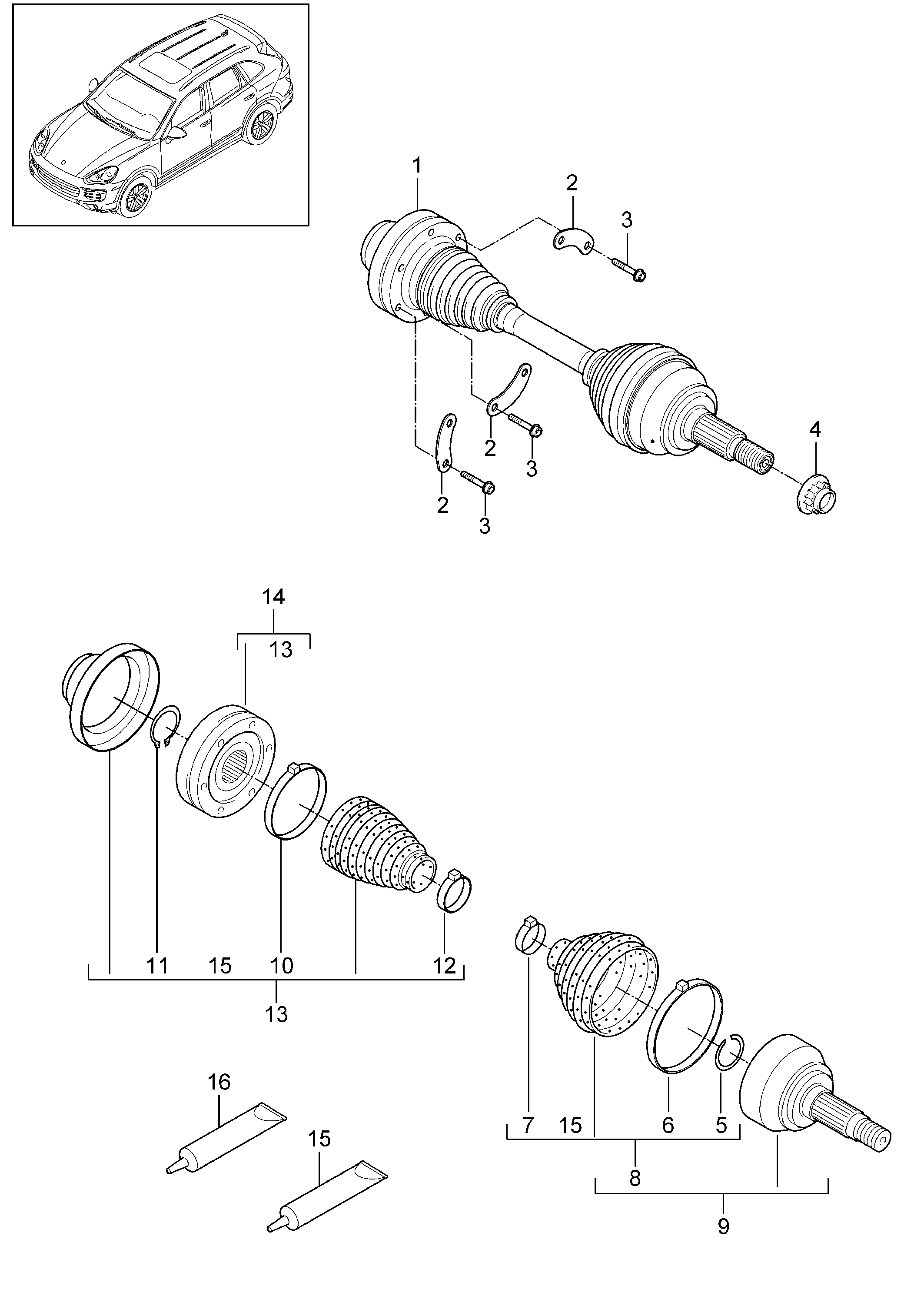 Porsche 95834903812 - Piedziņas vārpsta autodraugiem.lv