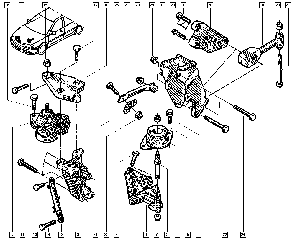 RENAULT 77 00 818 372 - Piekare, Dzinējs autodraugiem.lv