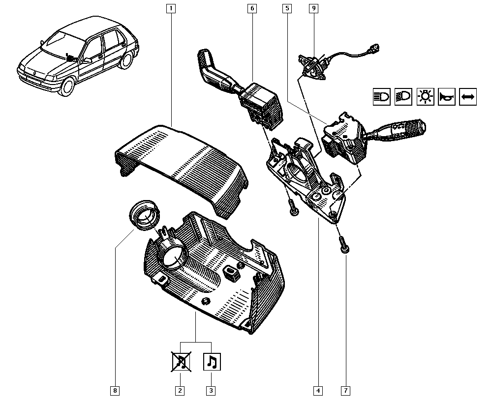 RENAULT 7700 842 114 - Slēdzis uz stūres statnes autodraugiem.lv