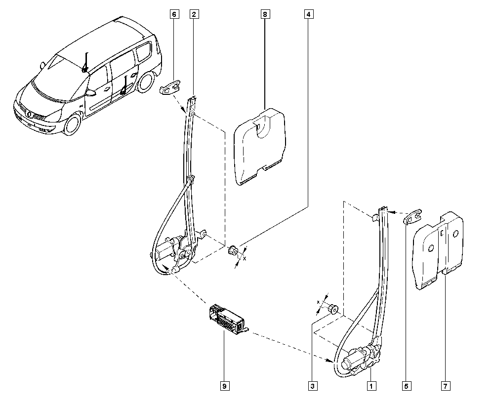 RENAULT 82 00 485 232 - Stikla pacelšanas mehānisms autodraugiem.lv