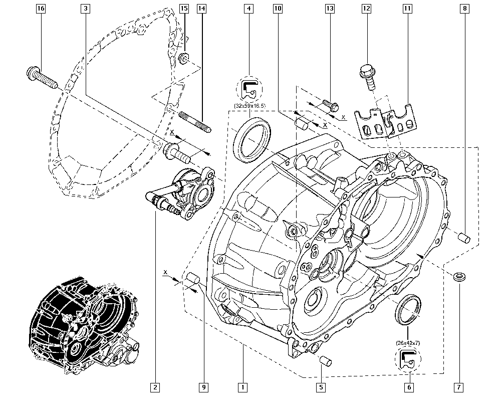 RENAULT 30 62 028 64R - Centrālais izslēdzējmehānisms, Sajūgs autodraugiem.lv