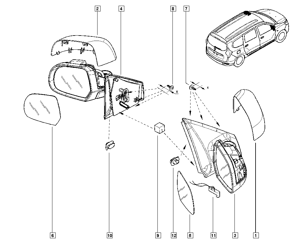 RENAULT 96 30 107 10R - Ārējais atpakaļskata spogulis autodraugiem.lv