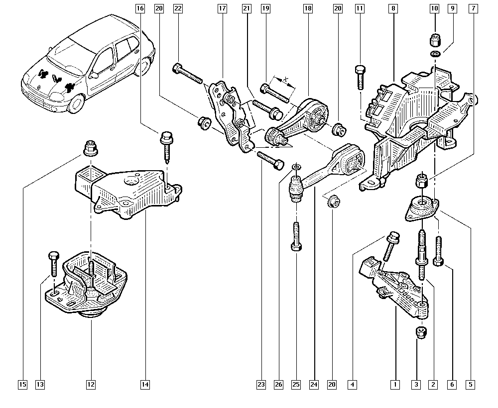 RENAULT 77 00 415 095 - Piekare, Dzinējs autodraugiem.lv