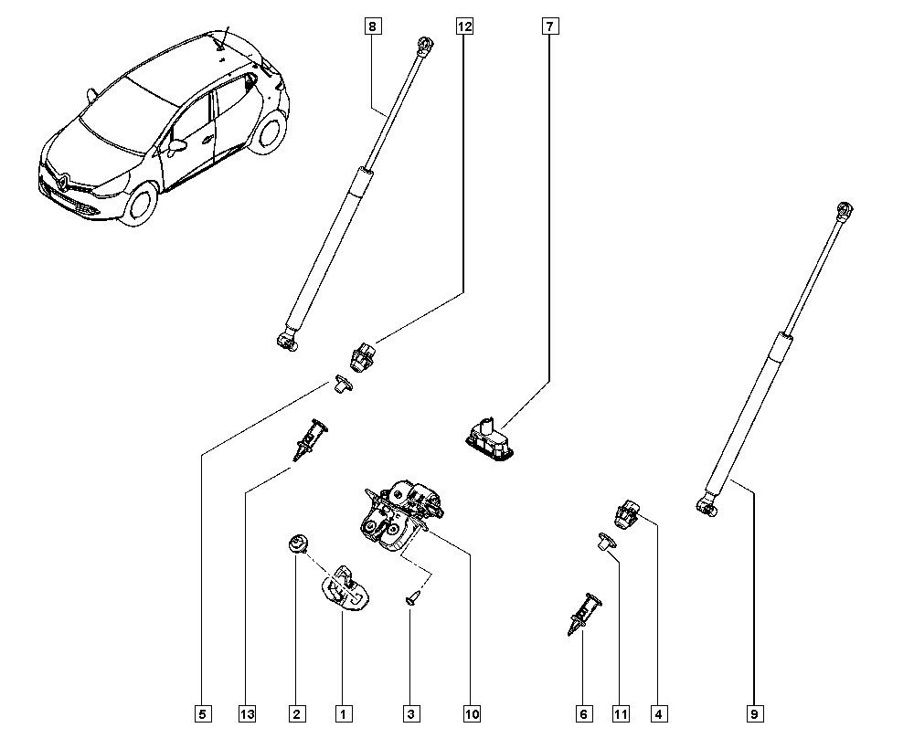 RENAULT 844308661R - Gāzes atspere, Bagāžas / Kravas nodalījuma vāks autodraugiem.lv