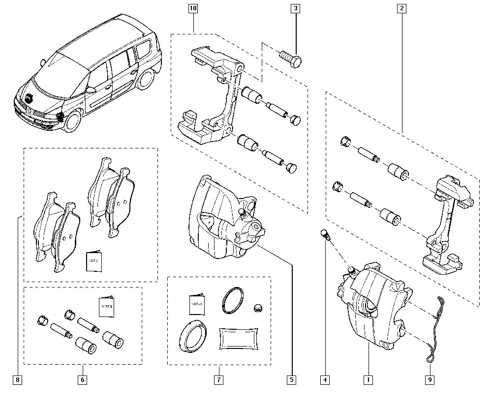 RENAULT 7701209810 - Bremžu uzliku kompl., Disku bremzes autodraugiem.lv