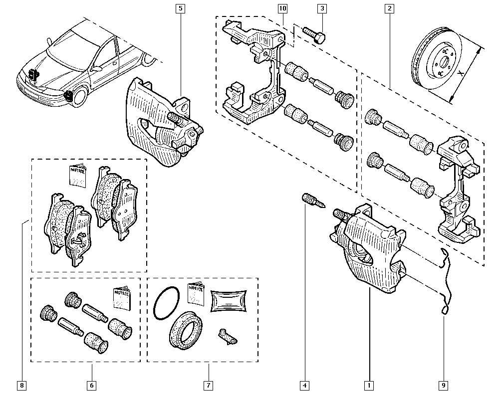 RENAULT 7701208182 - Bremžu uzliku kompl., Disku bremzes autodraugiem.lv