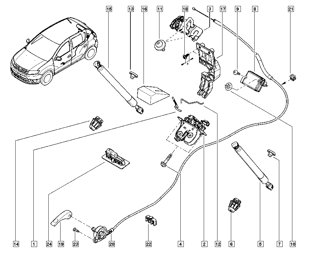 DACIA 904 527 457R - Gāzes atspere, Bagāžas / Kravas nodalījuma vāks autodraugiem.lv