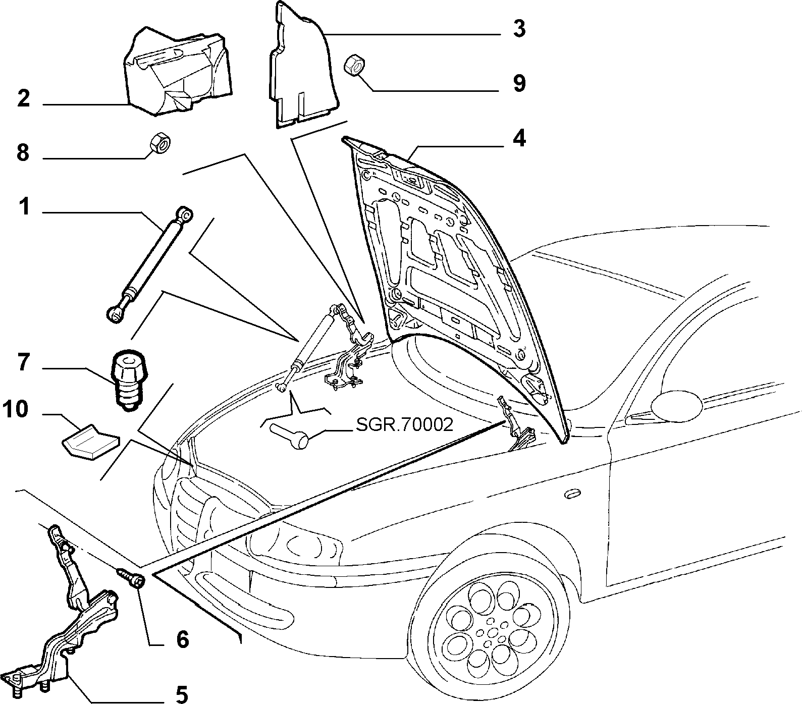 Alfa Romeo 46739202 - Gāzes atspere, Motora pārsegs autodraugiem.lv