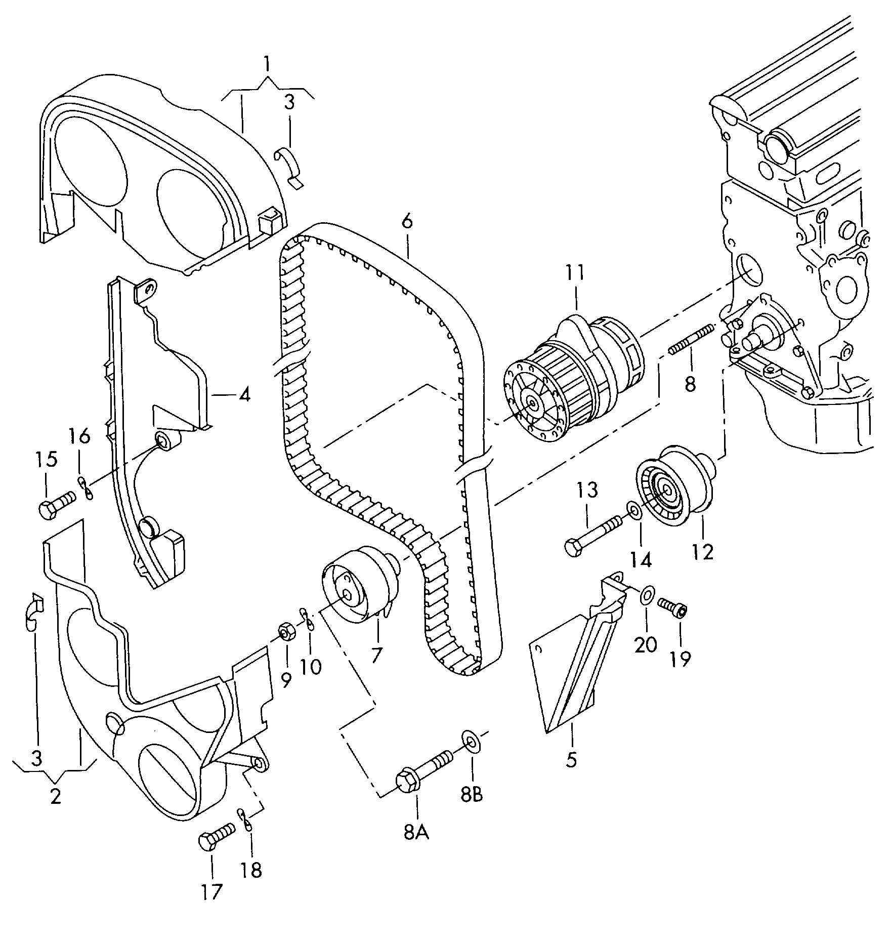 VAG 036109243J - Spriegotājrullītis, Gāzu sadales mehānisma piedziņas siksna autodraugiem.lv