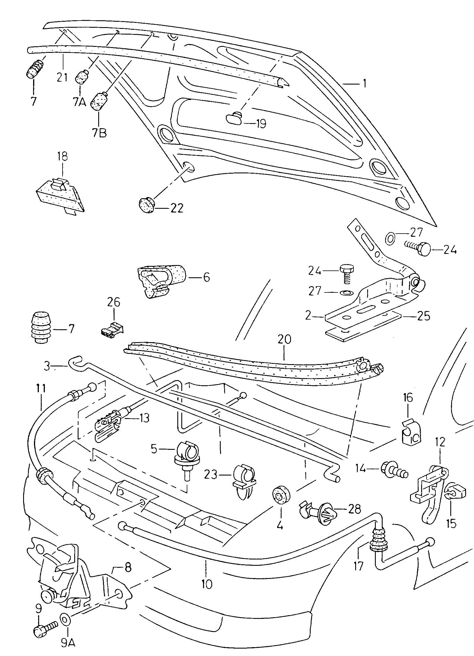 VW 6K1823531 - Motora pārsega slēdzenes trose autodraugiem.lv