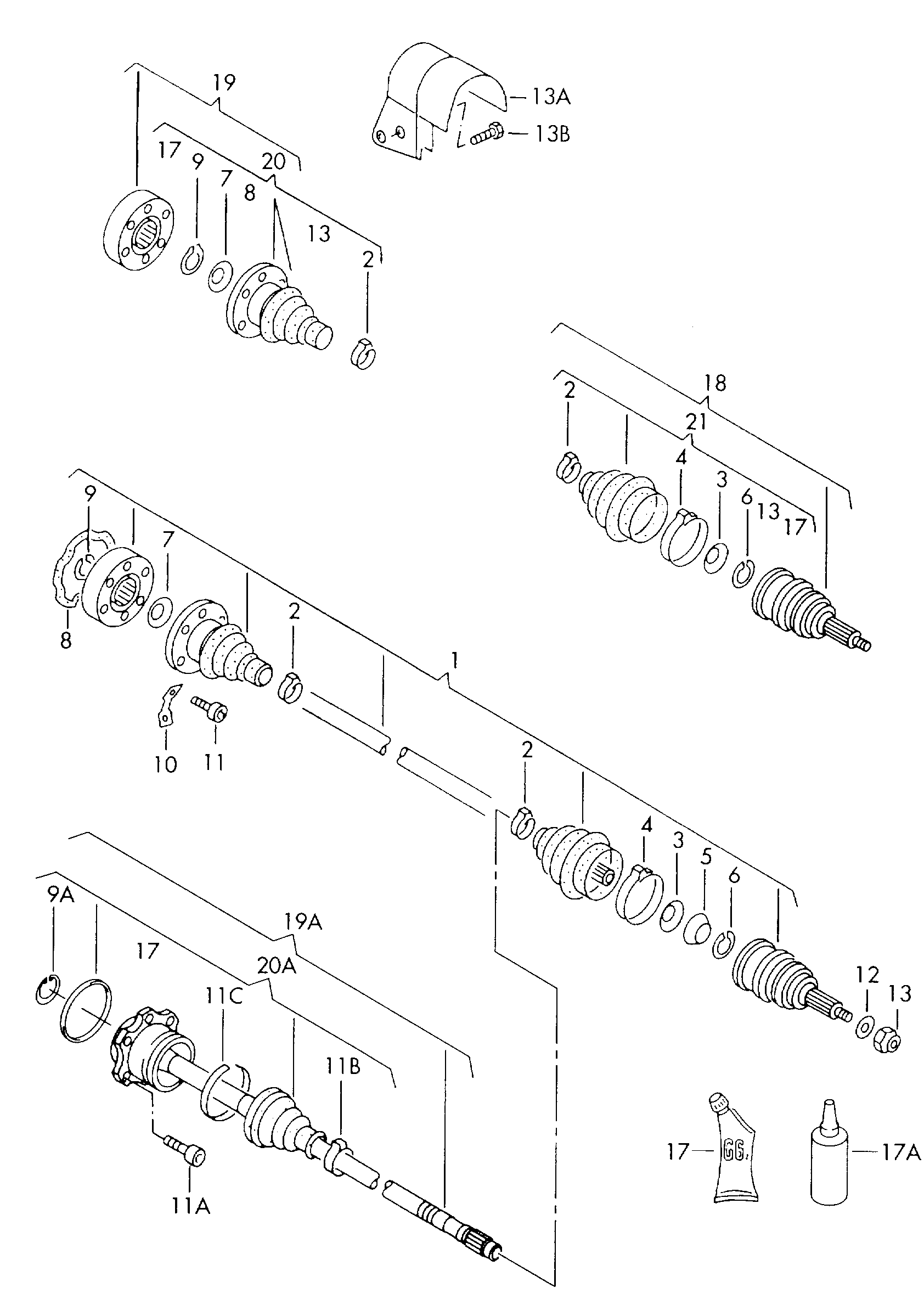 AUDI JZW 498 340 X - Šarnīru komplekts, Piedziņas vārpsta autodraugiem.lv