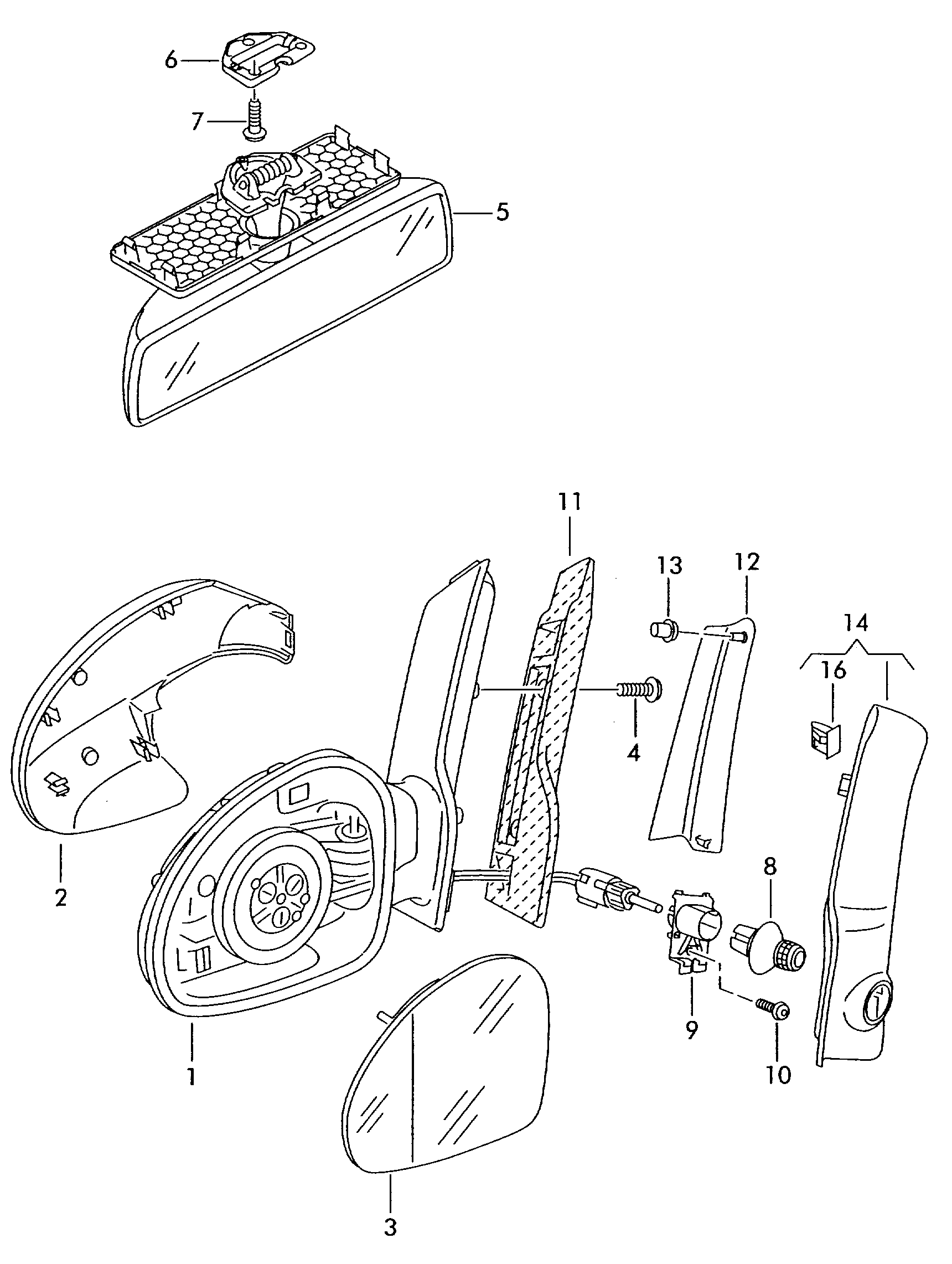 VAG 5P8857521A - Spoguļstikls, Stikla konstrukcija autodraugiem.lv