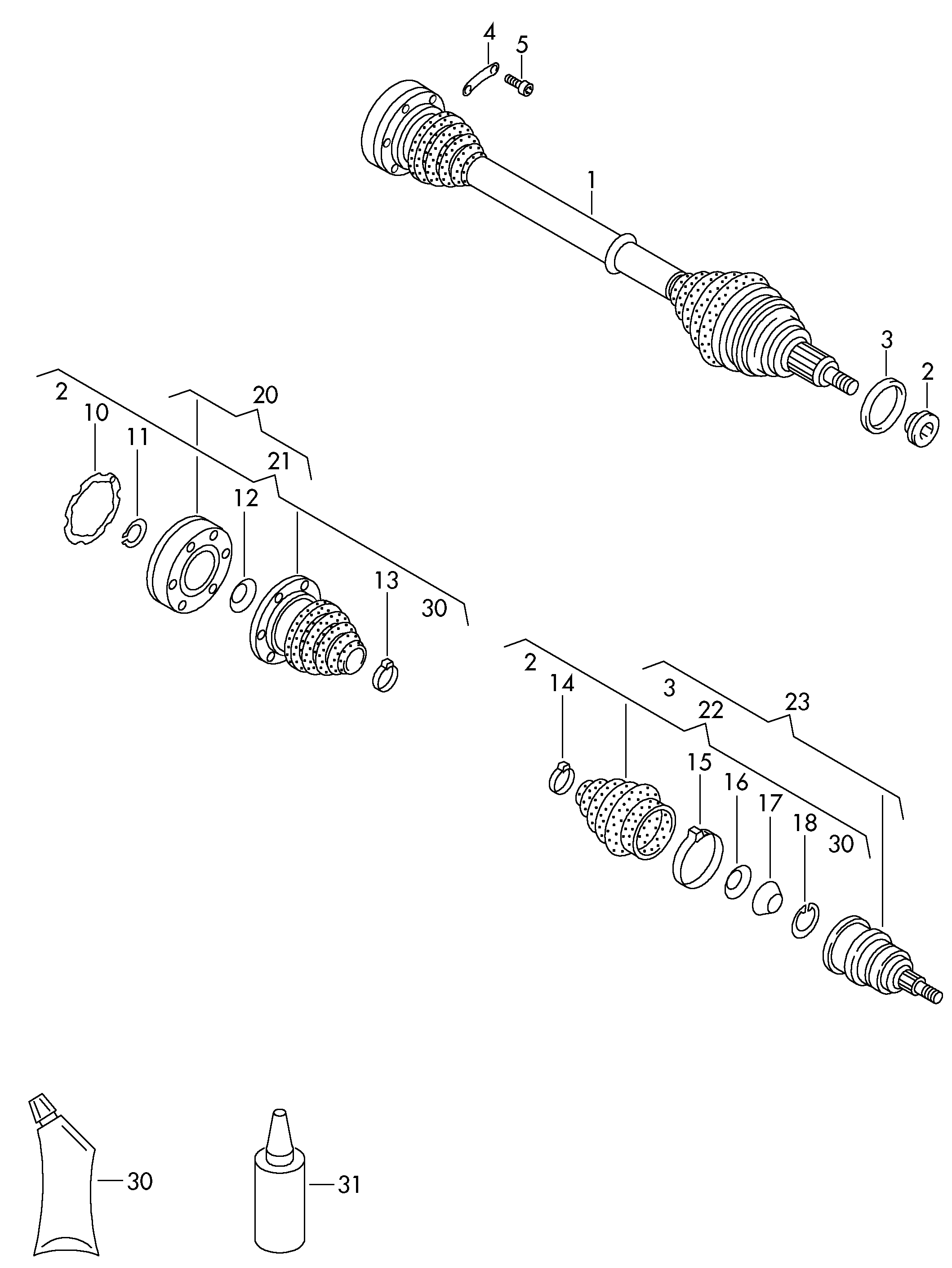 VW 6Q0407271DA - Šarnīru komplekts, Piedziņas vārpsta autodraugiem.lv