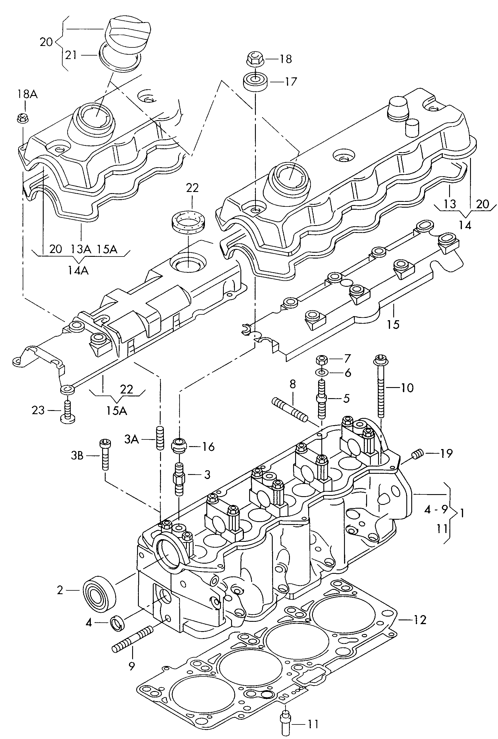 VAG 038 103 383 H - Blīve, Motora bloka galva autodraugiem.lv