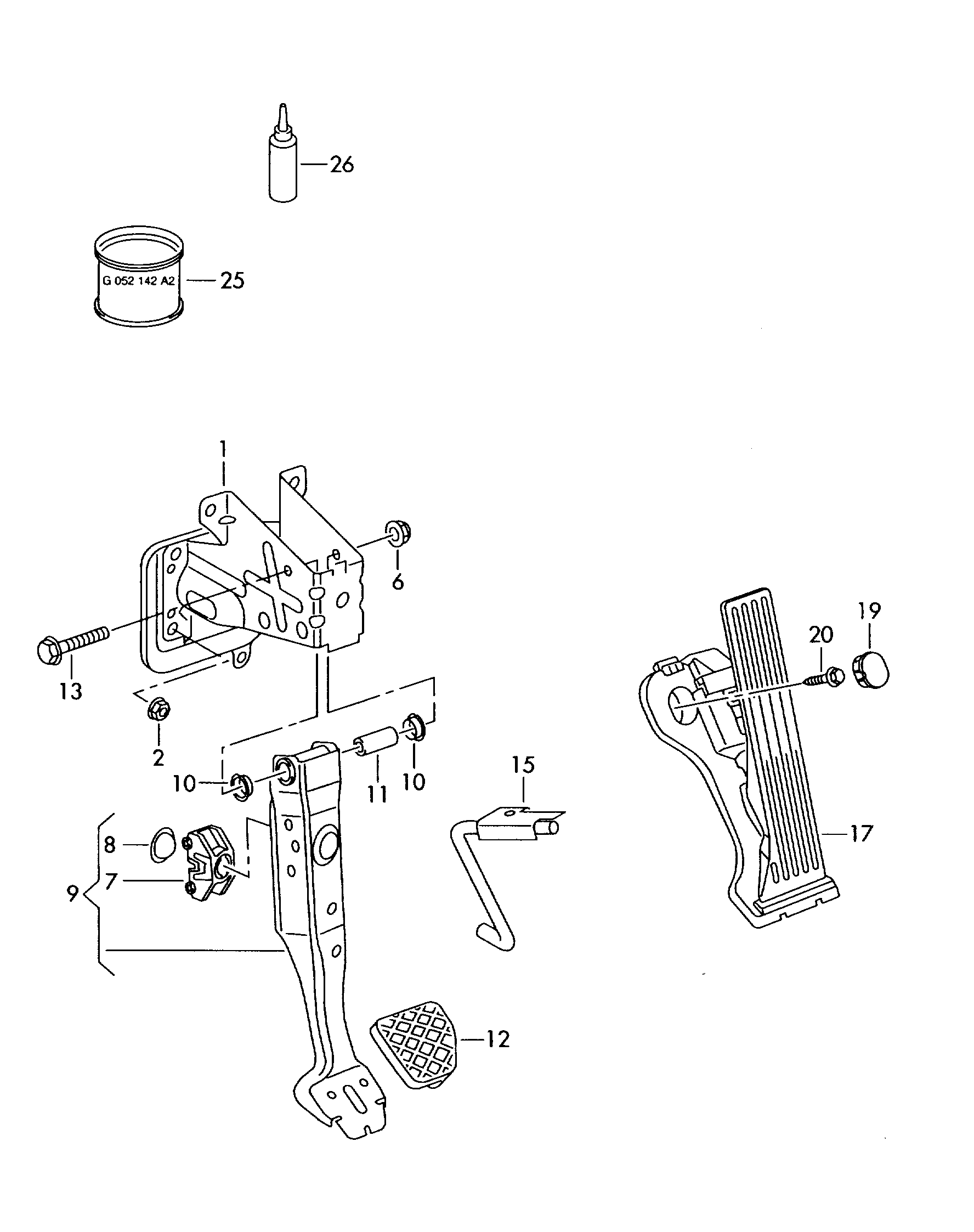 VW 1K1 721 503 N - Degvielas padeves vadības pedāļa komplekts autodraugiem.lv