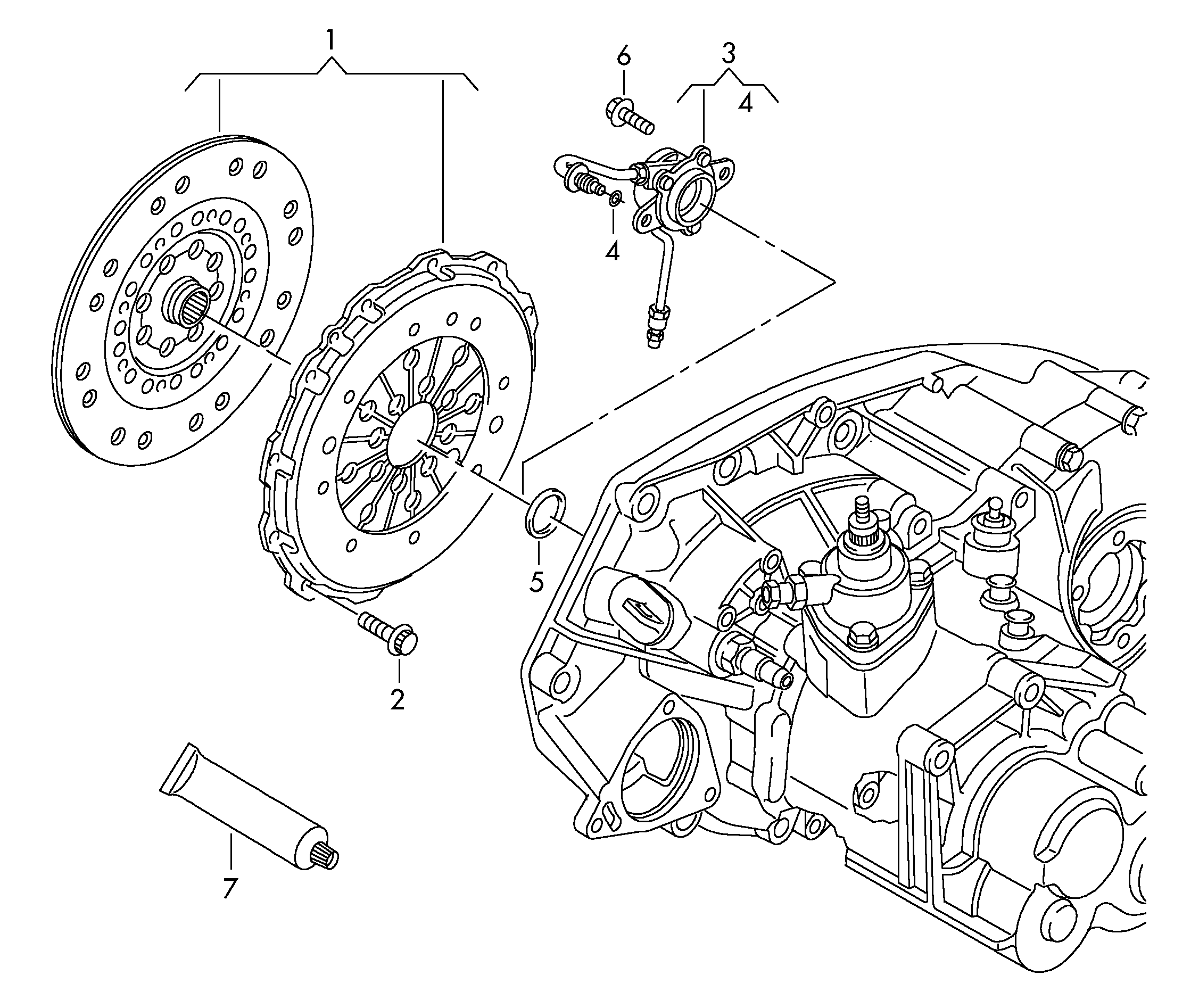 VW 0A5 141 671 - Centrālais izslēdzējmehānisms, Sajūgs autodraugiem.lv
