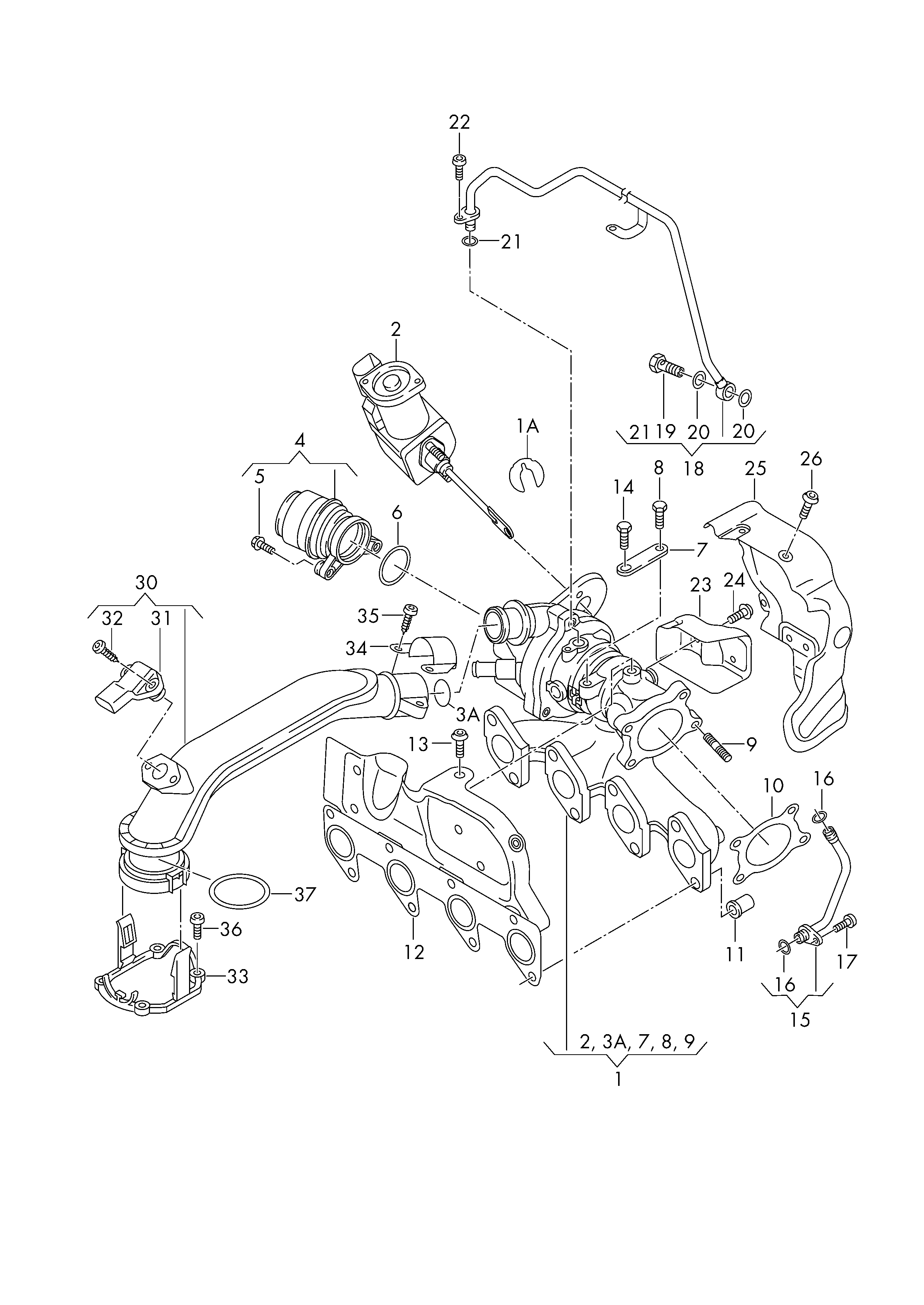 VM 03F145701M - Exhaust manifold with turbo- charger autodraugiem.lv