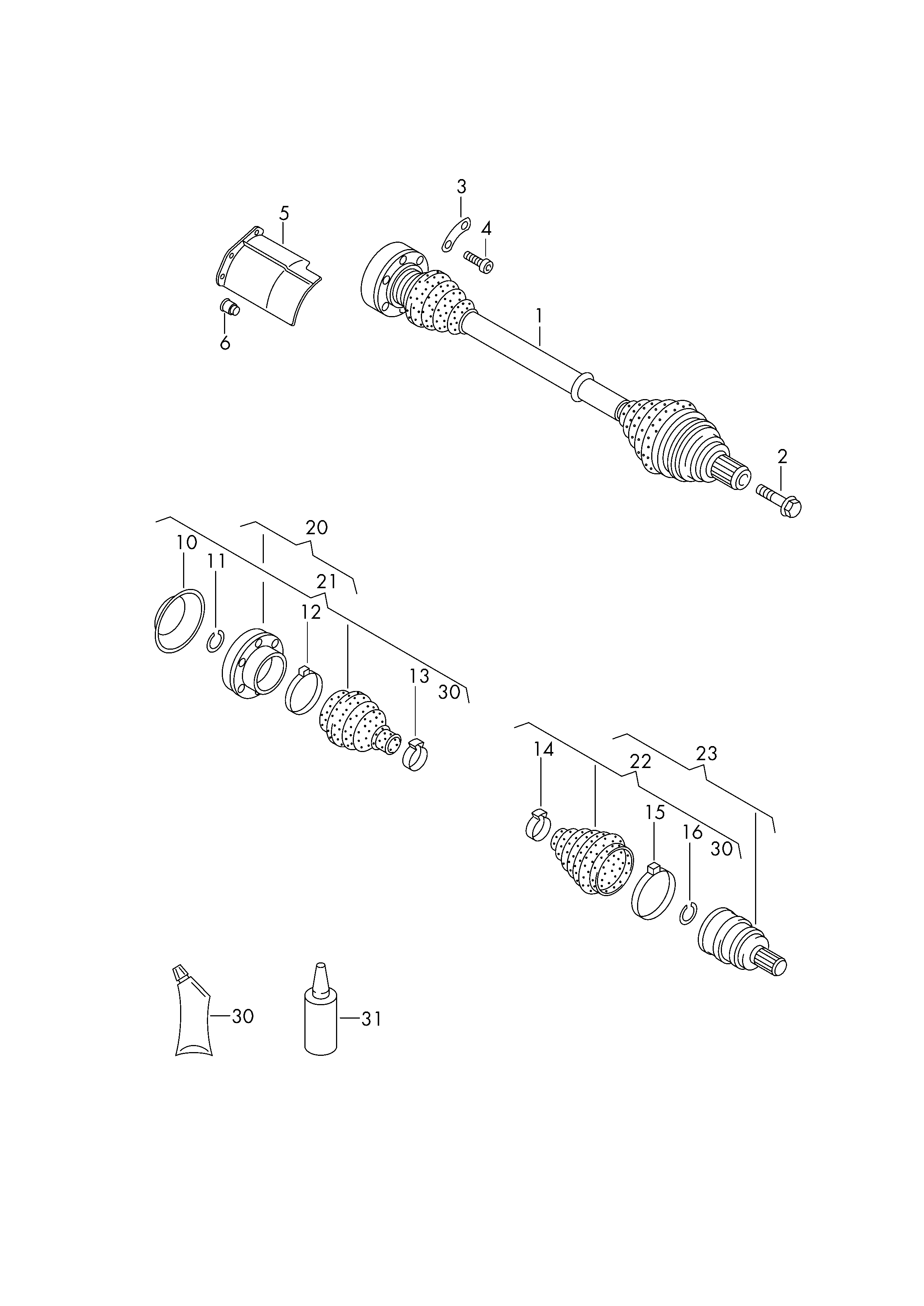 VAG 5N0 498 099C - Šarnīru komplekts, Piedziņas vārpsta autodraugiem.lv