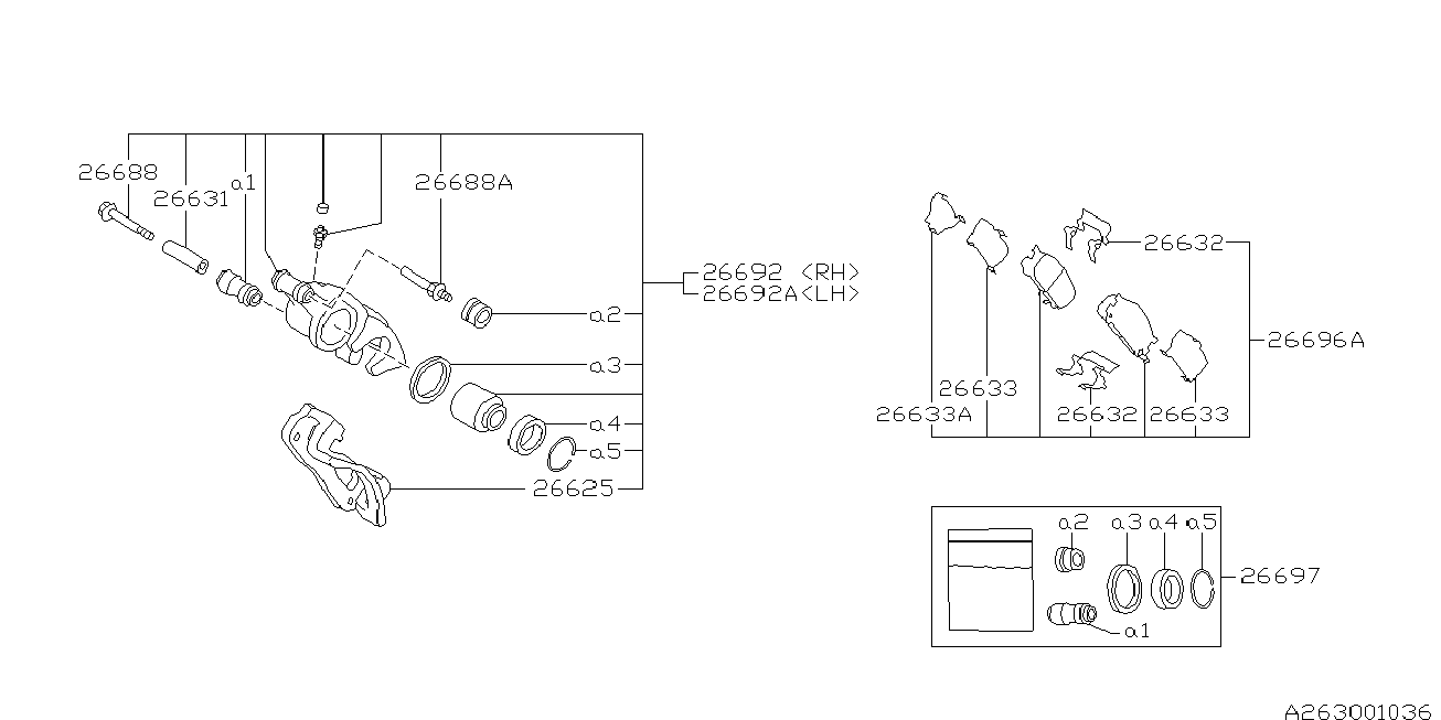 Subaru 26291AA080 - Bremžu suports autodraugiem.lv